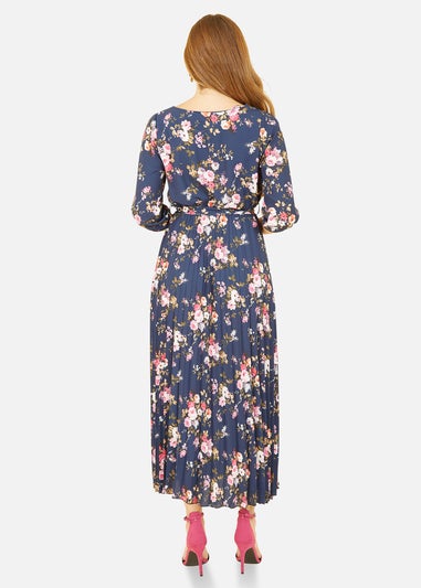 Yumi Navy Long Sleeve Floral Maxi Dress