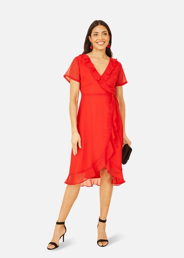 Yumi Red Frill Wrap Dress