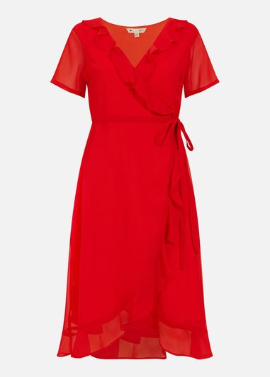 Yumi Red Frill Wrap Dress