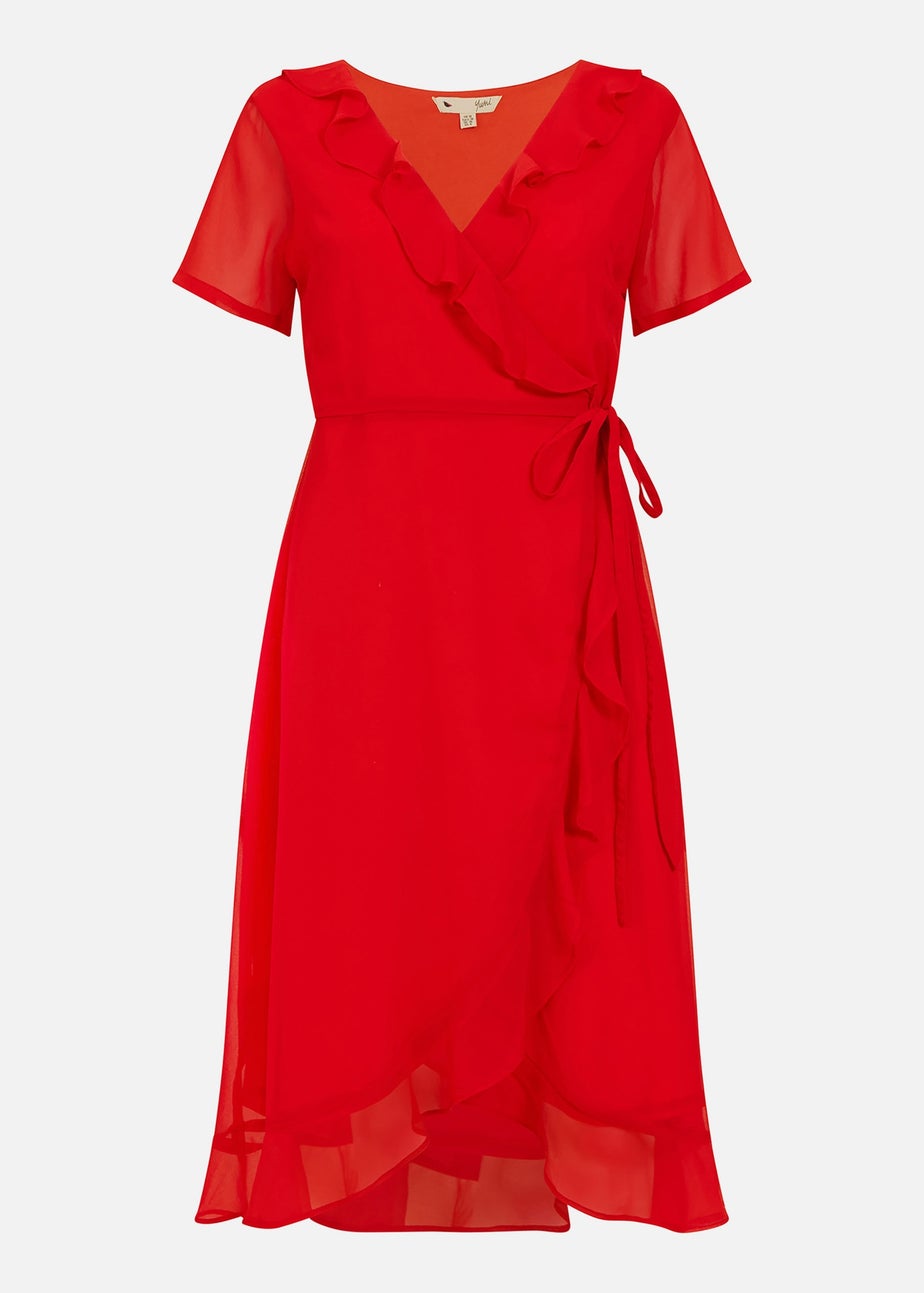 Yumi Red Frill Wrap Dress