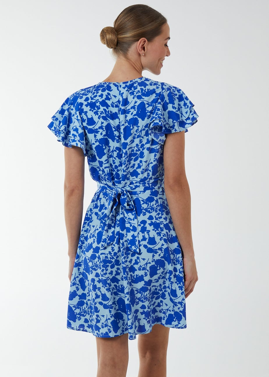 Blue Vanilla Light Blue Wrap Ruffle Mini Dress