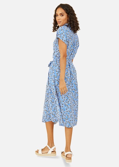 Yumi Blue Floral Shirt Dress