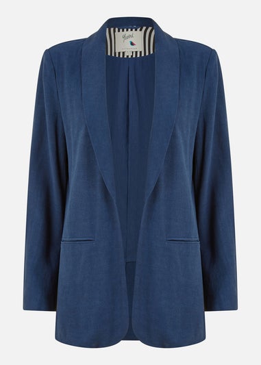 Yumi Navy Linen Relaxed Blazer