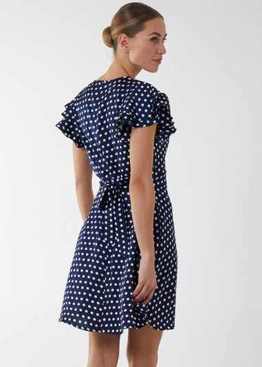 Blue Vanilla Navy Wrap Ruffle Mini Dress