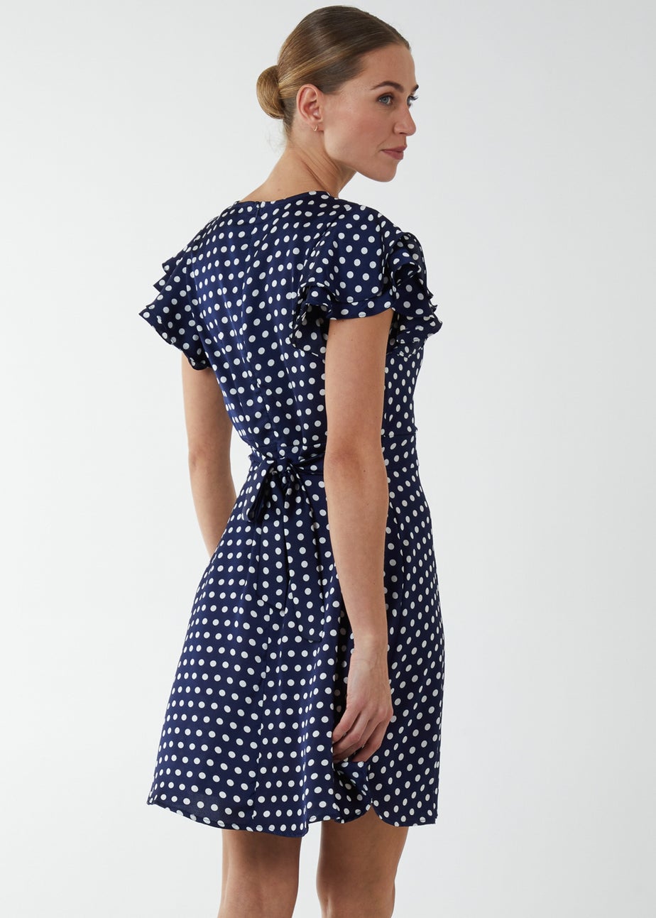 Blue Vanilla Navy Wrap Ruffle Mini Dress