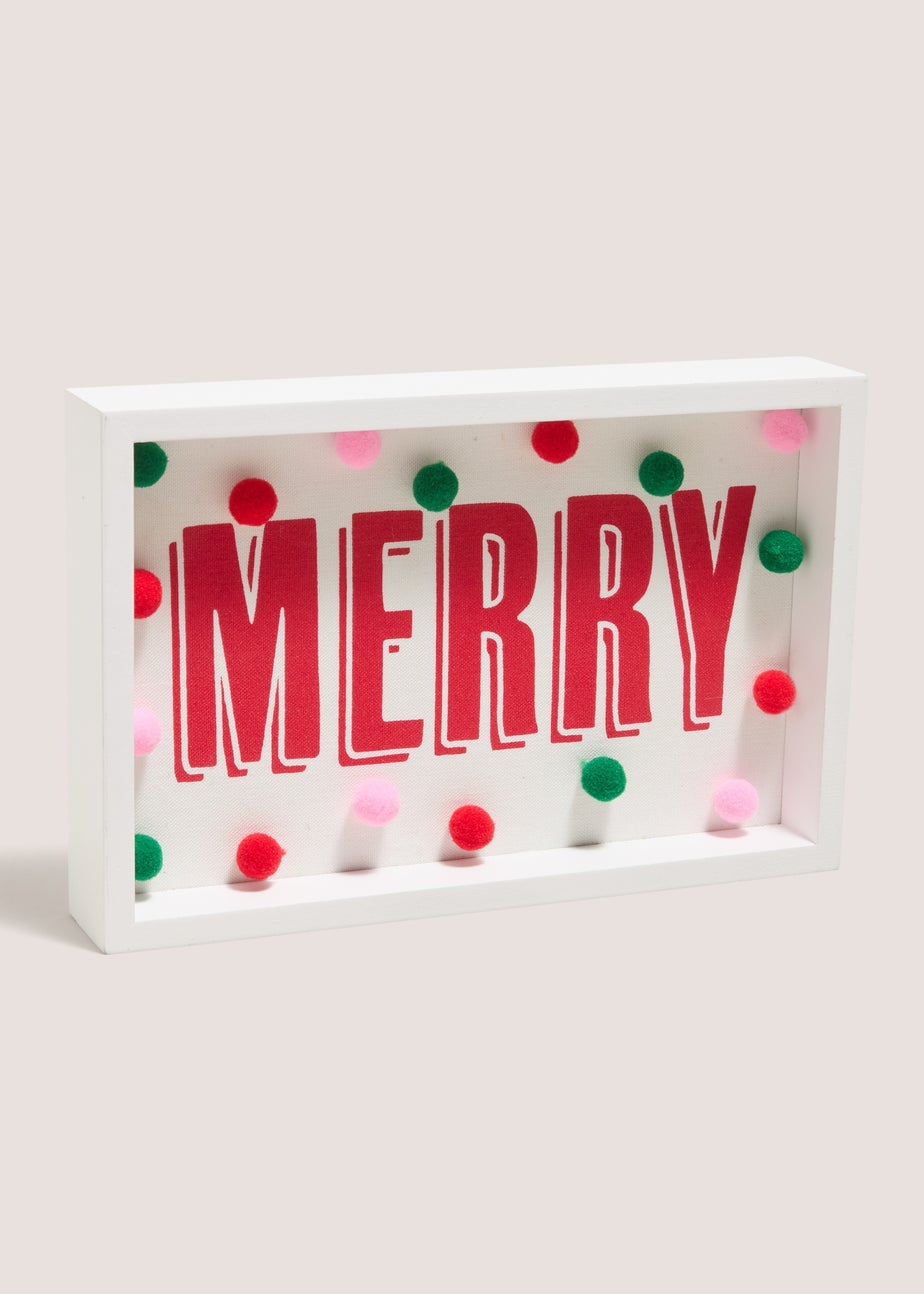 Joyful White 'Merry' Christmas Decoration