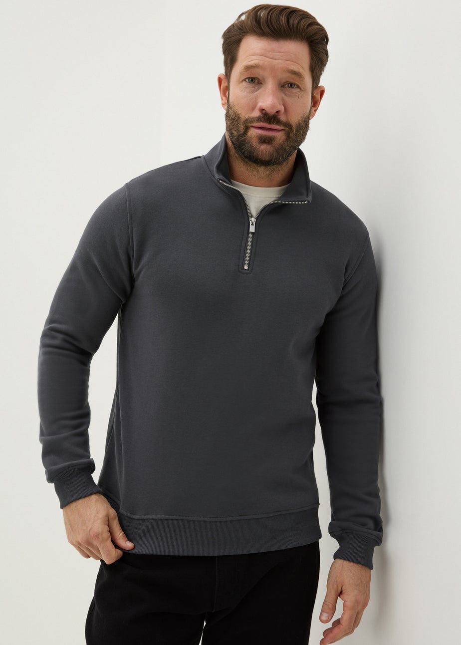 Charcoal Funnel 1/4 Zip Sweatshirt