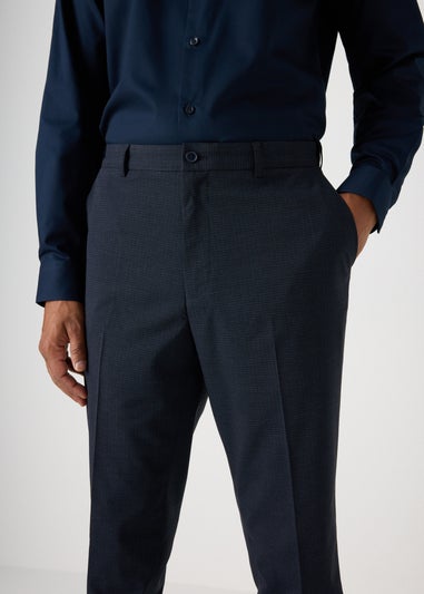 Taylor & Wright Navy Textured Slim Fit Flexi Waist Trousers