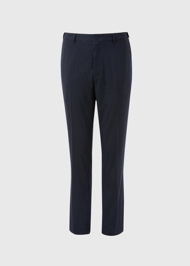 Taylor & Wright Navy Textured Slim Fit Flexi Waist Trousers