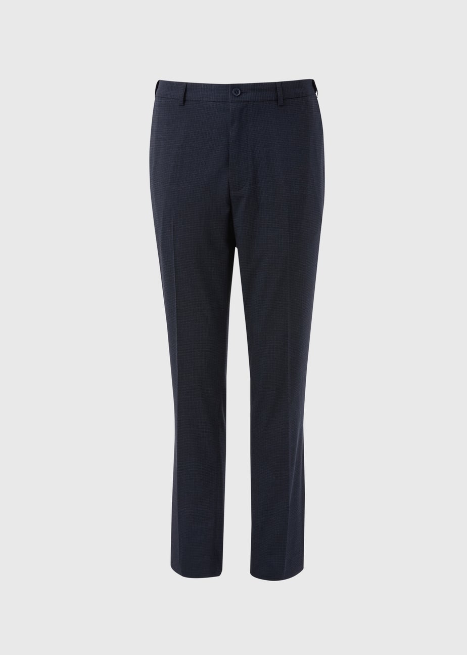 Taylor & Wright Navy Textured Slim Fit Flexi Waist Trousers