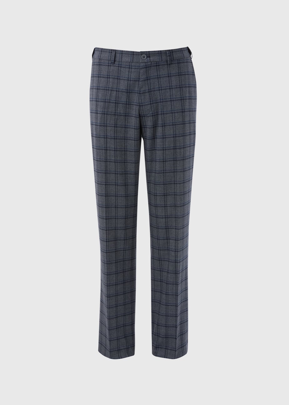 Taylor & Wright Grey Check Regular Fit Flexi Waist Trousers