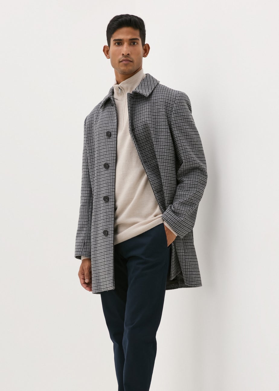 Taylor & Wright Grey Check Overcoat