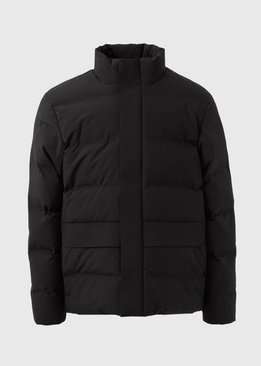 Black Mid Length Showerproof Puffer Jacket