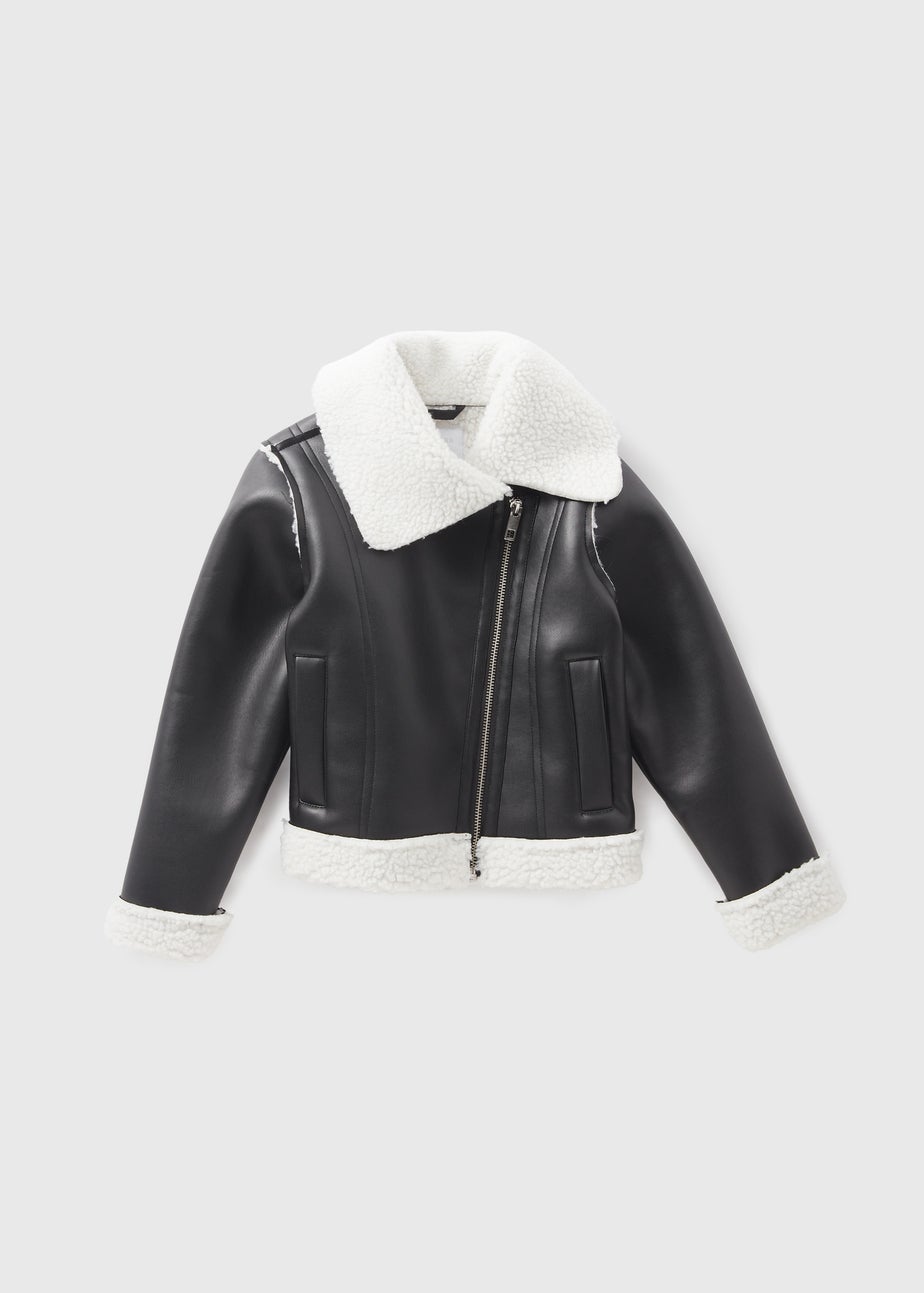 Girls Black Aviator Jacket (7-15yrs)