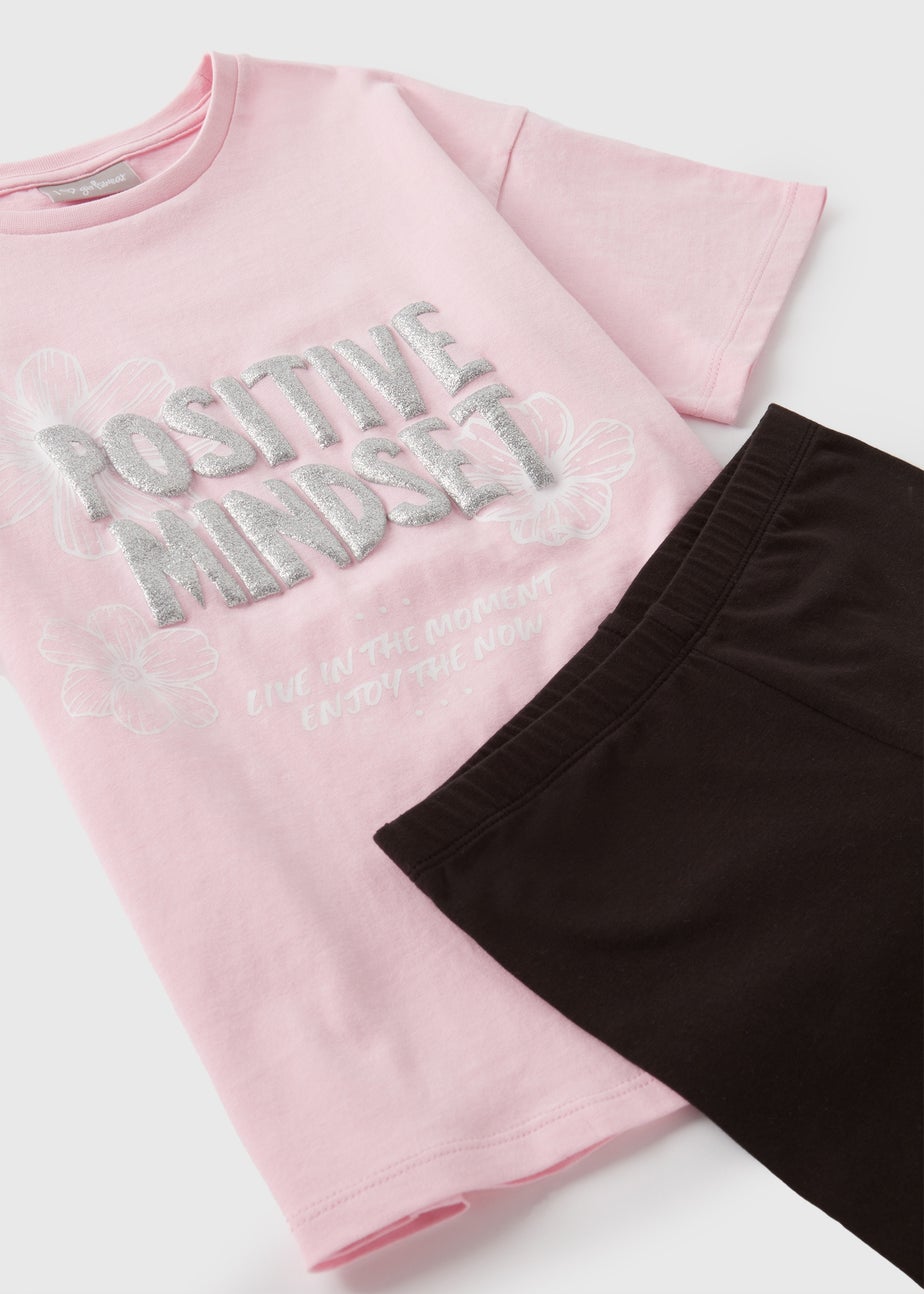 Girls Pink Positive Top & Shorts Set (7-15yrs)