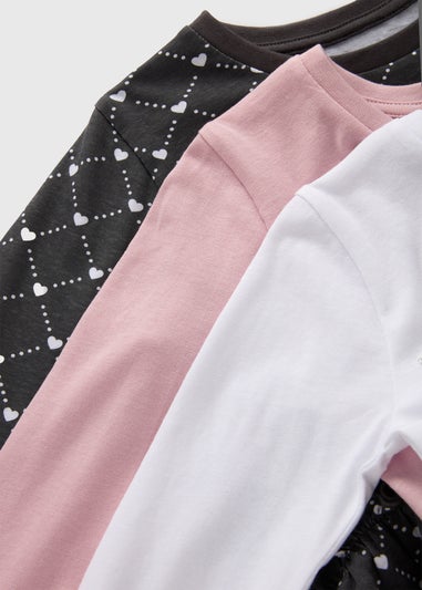 3 Pack Girls Multicolour Paris Long Sleeve Tops (1-7yrs)