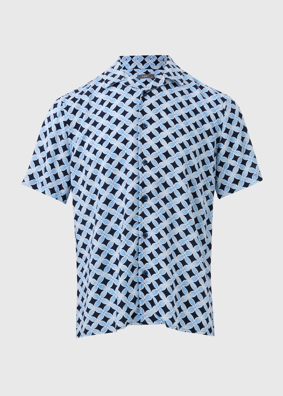 Blue Geometric Print Shirt