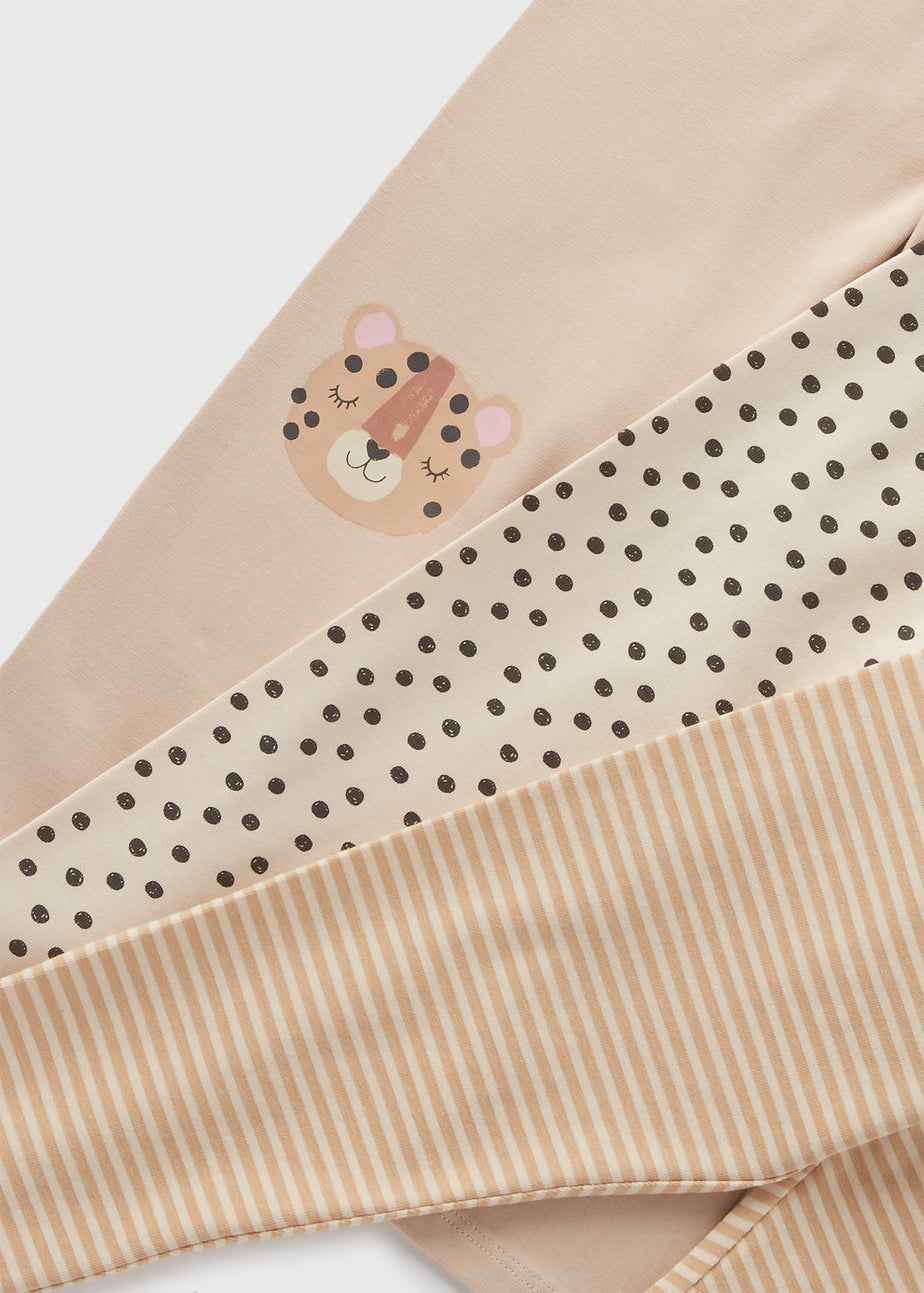 3 Pack Girls Beige Leopard Leggings (1-7yrs)
