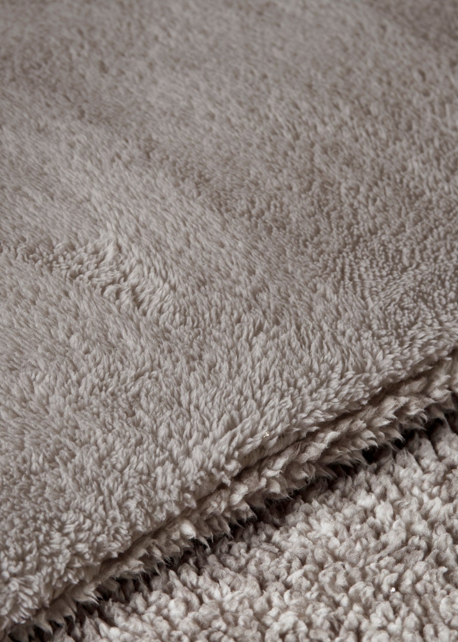 Grey Marl Teddy Fleece Duvet Set