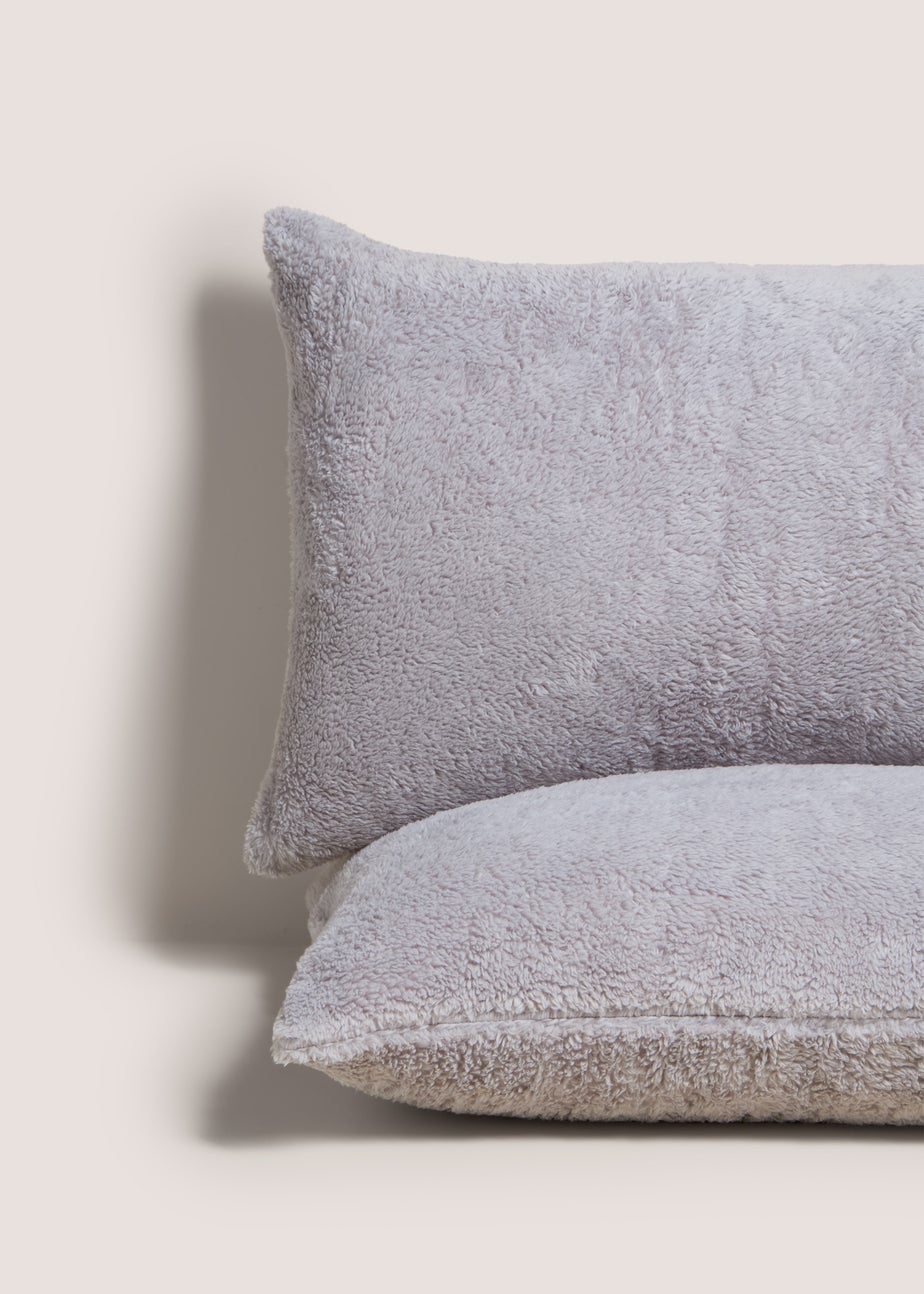 Grey Teddy Fleece Pillow Cases