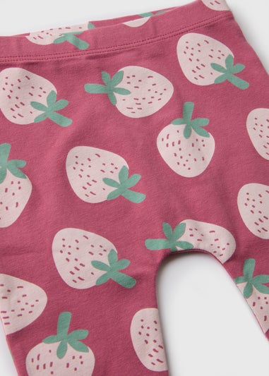 Baby Pink Strawberry Print Leggings (Newborn-23mths)