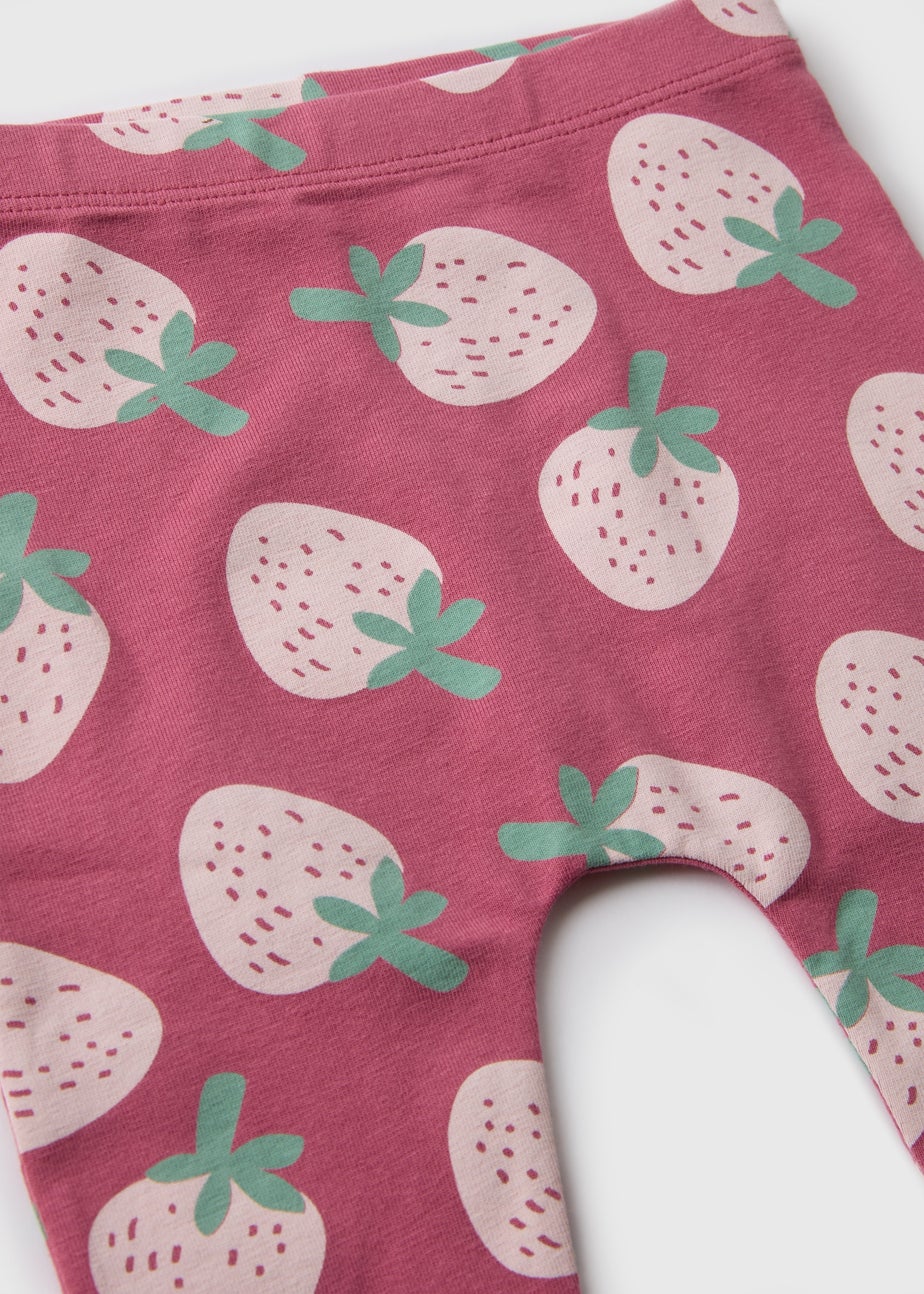 Baby Pink Strawberry Print Leggings (Newborn-23mths)
