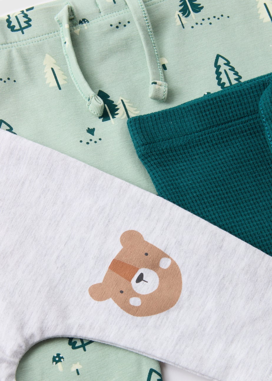 3 Pack Baby Green Woodland Leggings (Newborn-18mths)