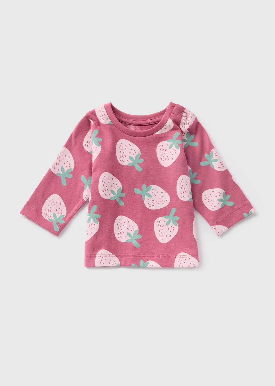 Baby Pink Strawberry Print T-Shirt (Newborn-23mths)