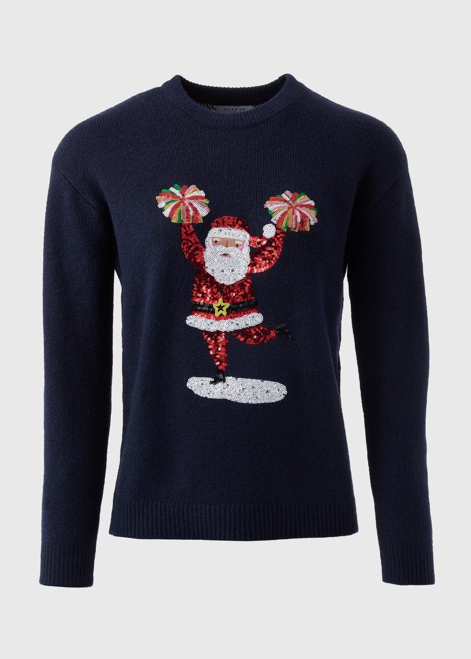 Joyful Navy Santa Sequin Jumper