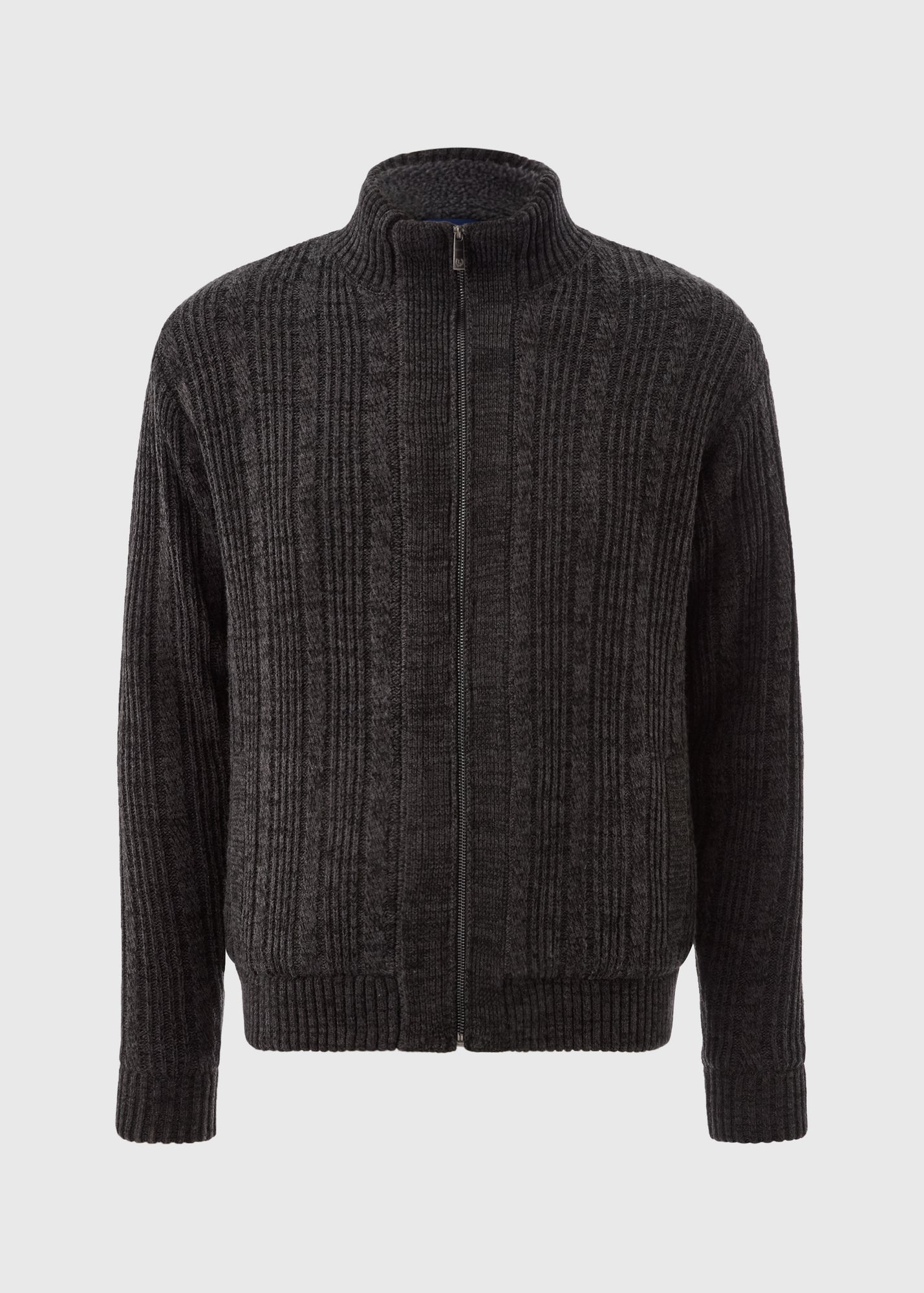 Lincoln Charcoal Zip Up Borg Cardigan - Matalan