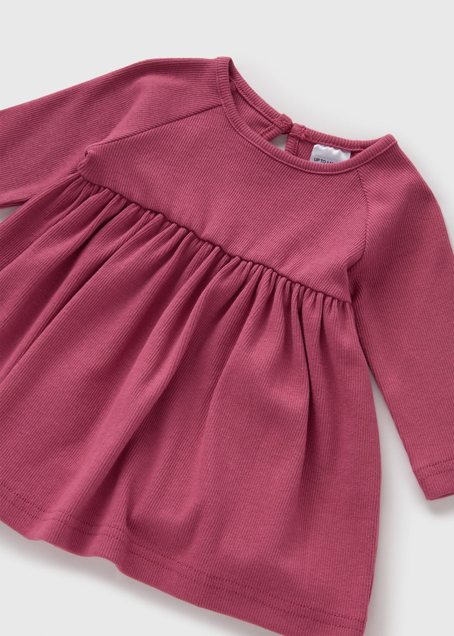 Baby Burgundy Ribbed Dress (Newborn-23mths)