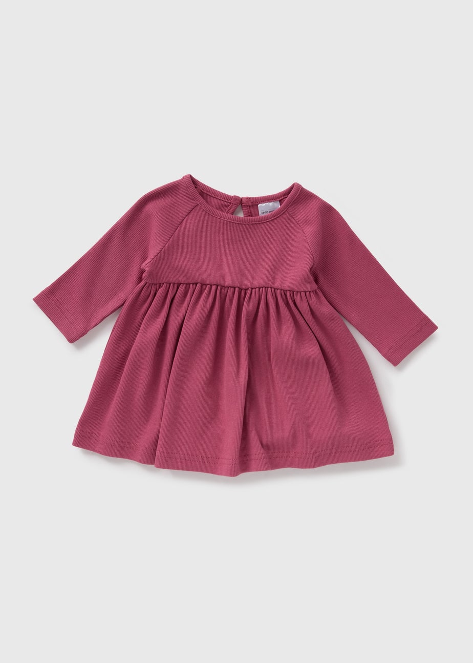 Baby Burgundy Ribbed Dress (Newborn-23mths)