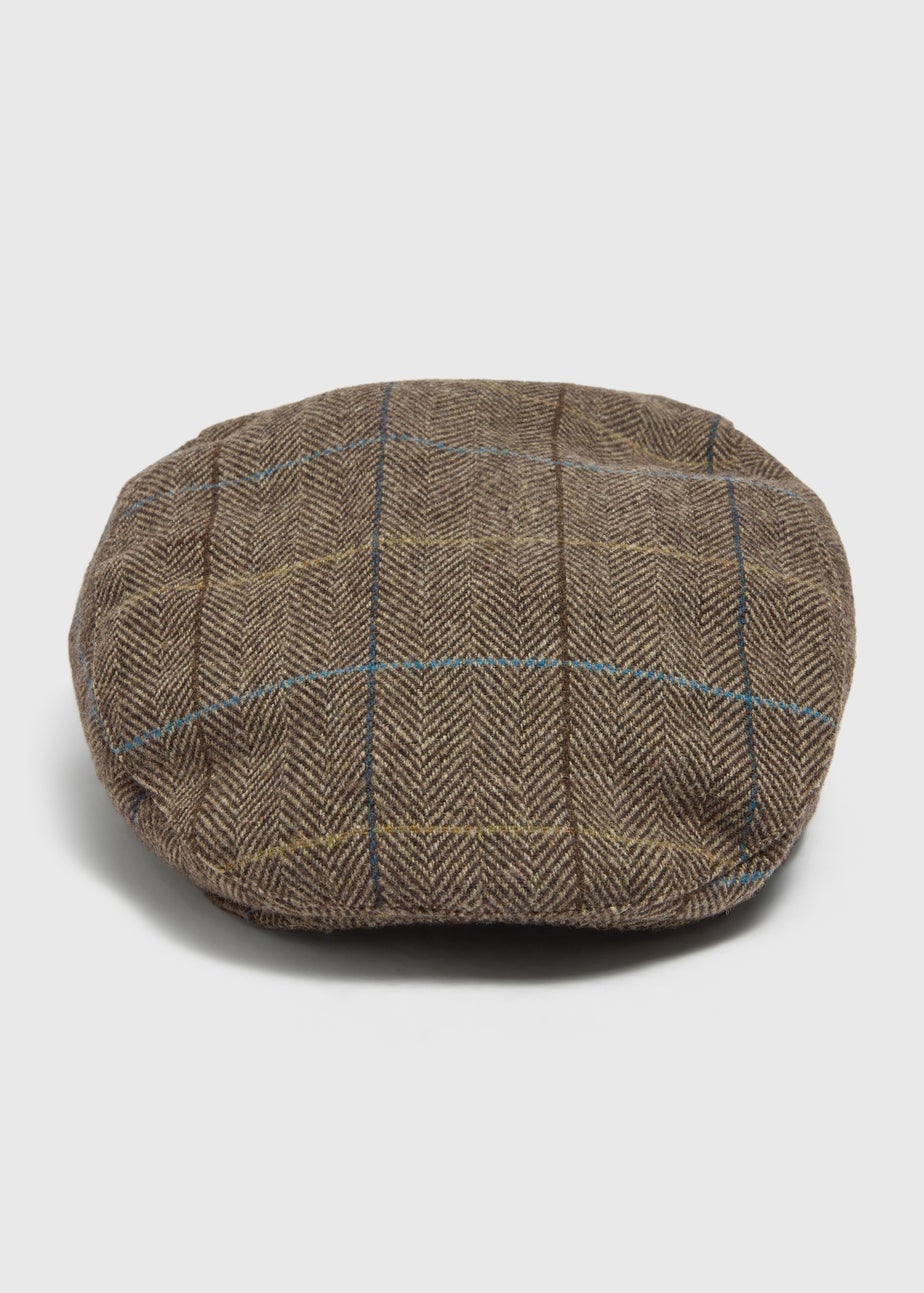 Brown Herringbone Flat Cap