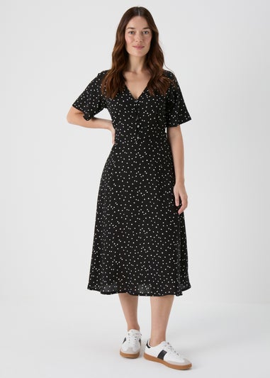 Black Tie Back Midi Dress