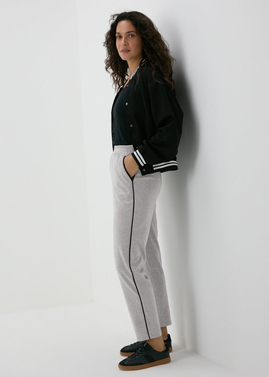 Grey Textured Tapered Joggers