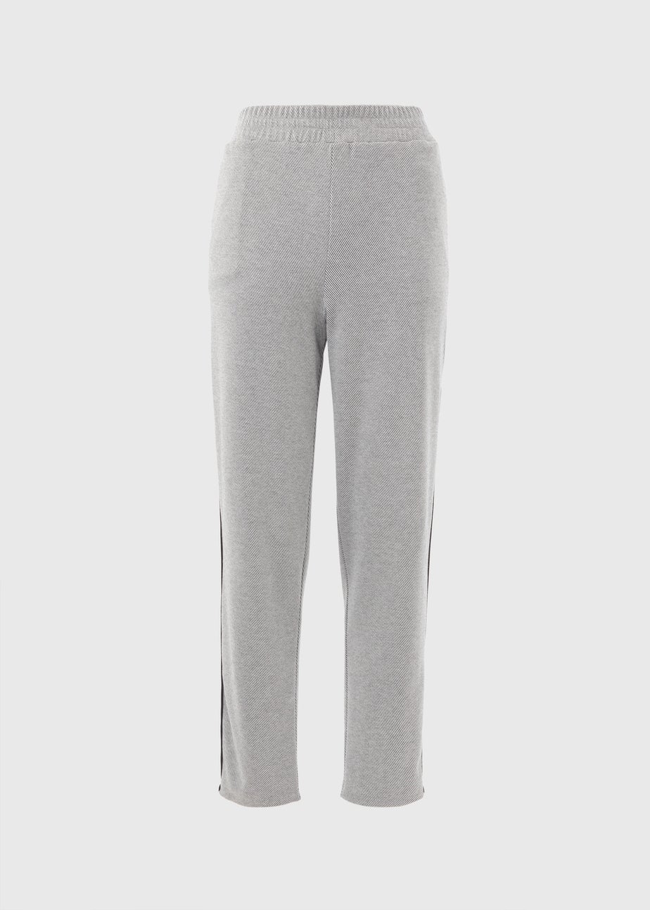 Grey Textured Tapered Joggers