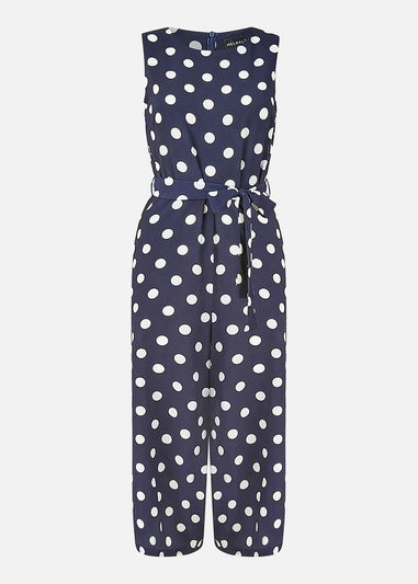 Mela Navy Polka Dot Culotte Jumpsuit