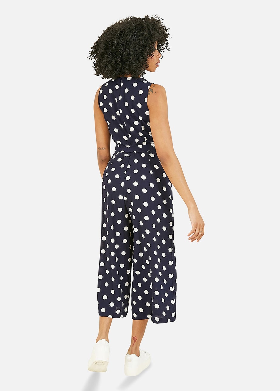 Mela Navy Polka Dot Culotte Jumpsuit