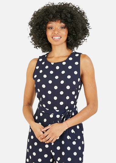 Mela Navy Polka Dot Culotte Jumpsuit