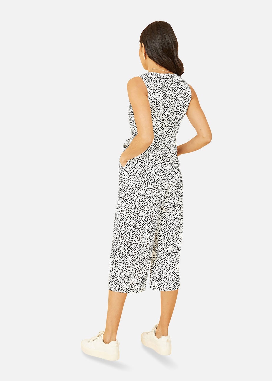 Mela White Animal Print Culotte Jumpsuit