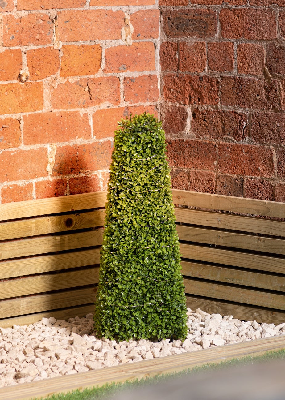 Premier Decorations Green Lit Square Base Topiary Cone Tree (60cm)