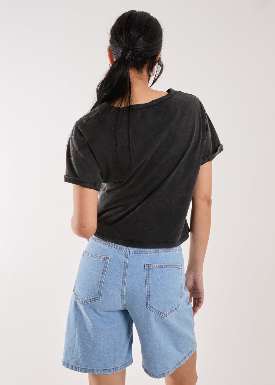 Pink Vanilla Black Fierce Graphic Distressed Washed Tee