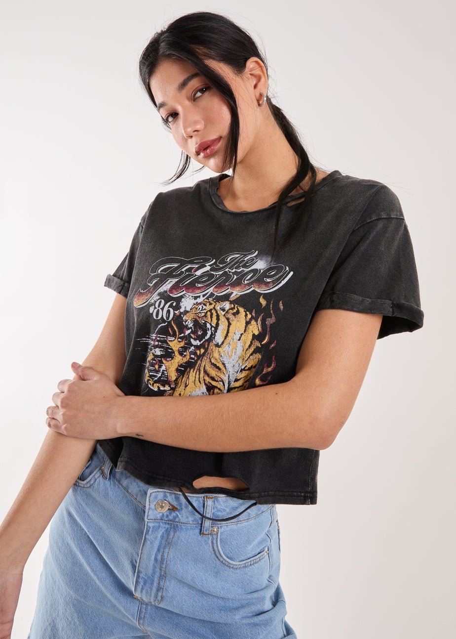 Pink Vanilla Black Fierce Graphic Distressed Washed Tee