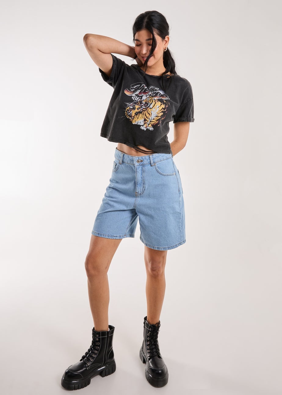 Pink Vanilla Black Fierce Graphic Distressed Washed Tee