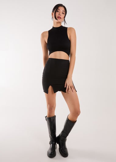 Pink Vanilla Black Bandage Double Split Mini Skirt