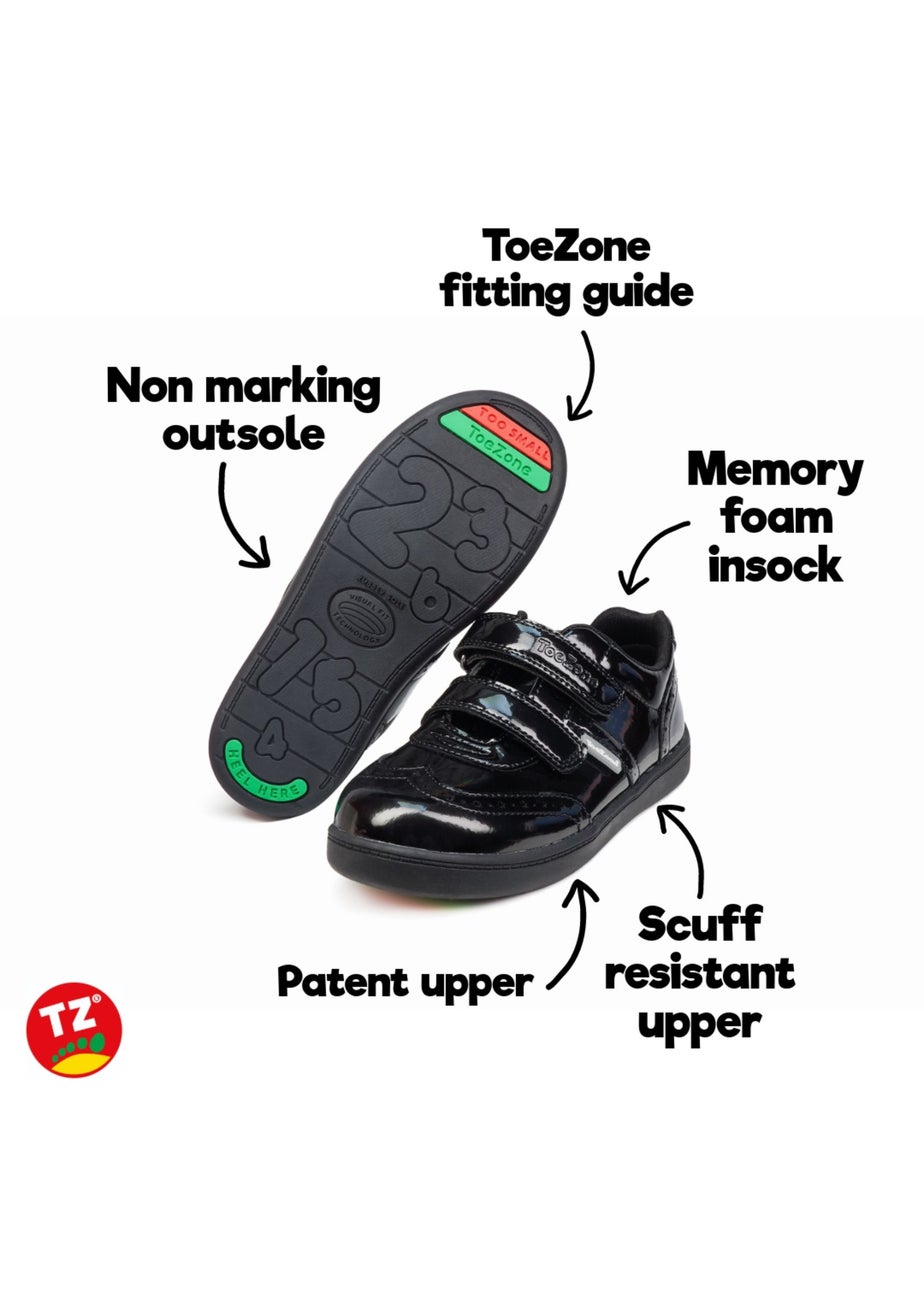 ToeZone Girls Gina Rip Tape Fastening Brogue Shoe (Younger 8- Older 2)