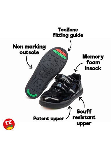 ToeZone Girls Gina Rip Tape Fastening Brogue Shoe (Younger 8- Older 2)