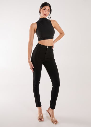 Pink Vanilla Black Slim Fit Seam Detail Trousers