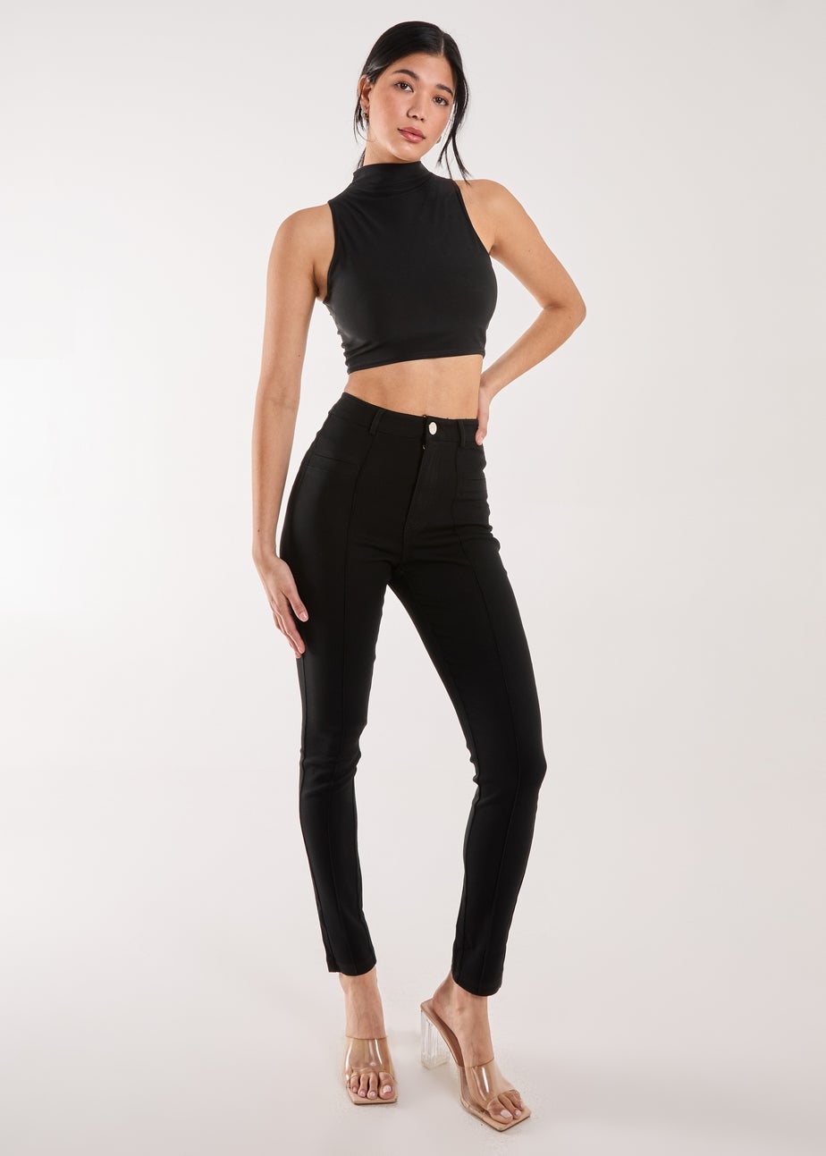 Pink Vanilla Black Slim Fit Seam Detail Trousers