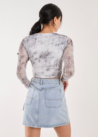 Pink Vanilla Ivory Mesh Athleisure Long Sleeve Net Top